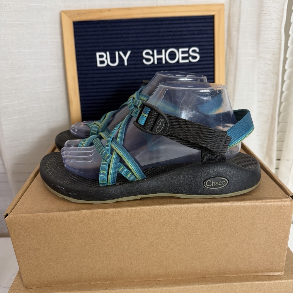 Chaco Womens ZX/2 Classic Womens Size 9 Sandals Double Strap Toe Loop Green Blue